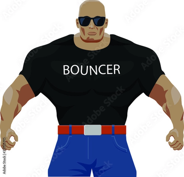 Obraz Big muscled bouncer with sunglasses vector