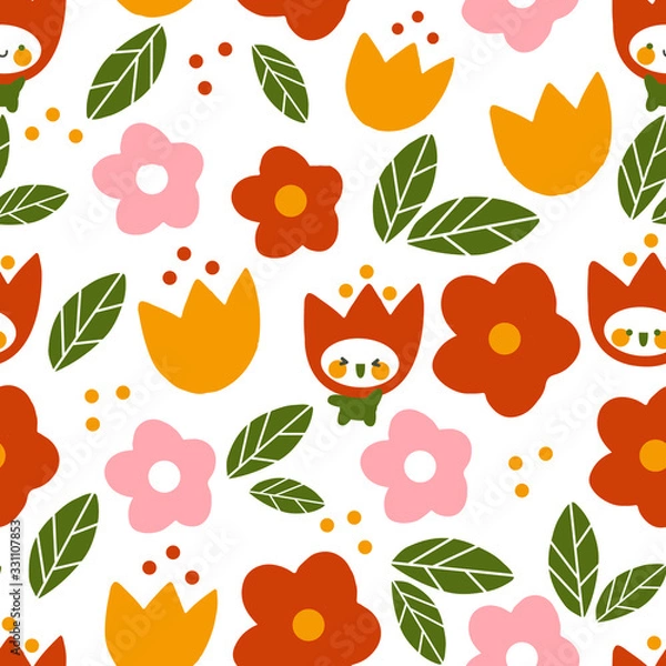 Fototapeta Free Colorful Flower Fairy Illustration Pattern Background