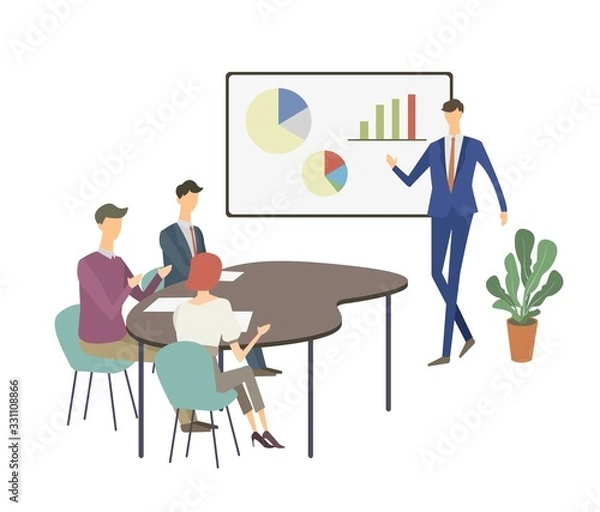 Obraz ミーティング　会議　コンサルタント　打ち合わせ　講義　ベクター　イラスト