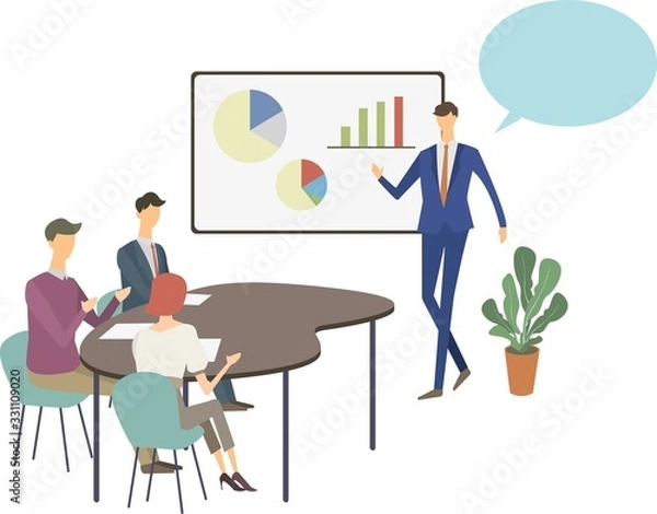 Obraz ミーティング　会議　コンサルタント　打ち合わせ　講義　ベクター　イラスト