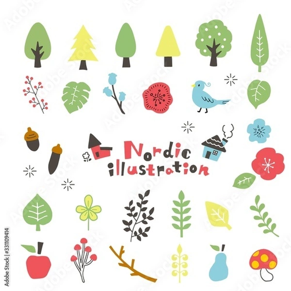 Obraz 北欧　植物　イラスト