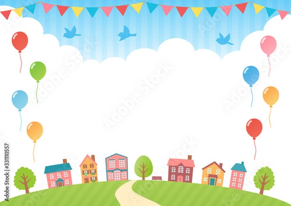 Fototapeta 青空と街並み　イベントフレーム