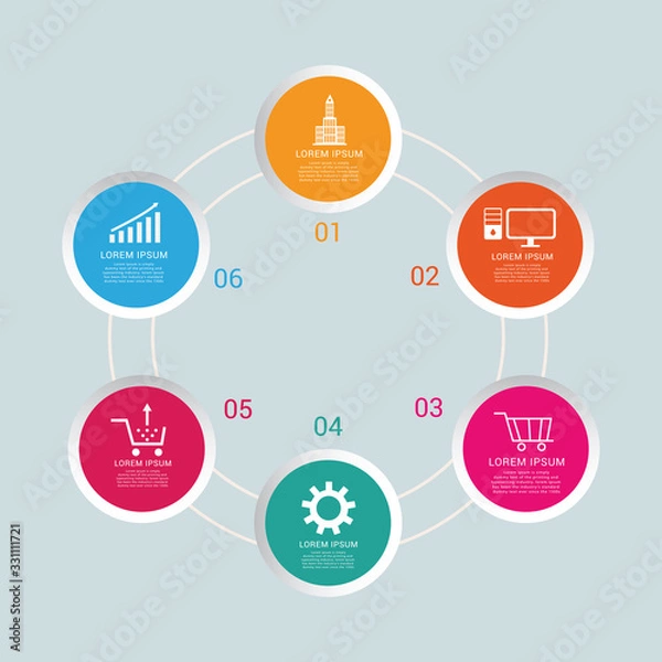 Fototapeta Circle infographics elements design. Abstract business workflow