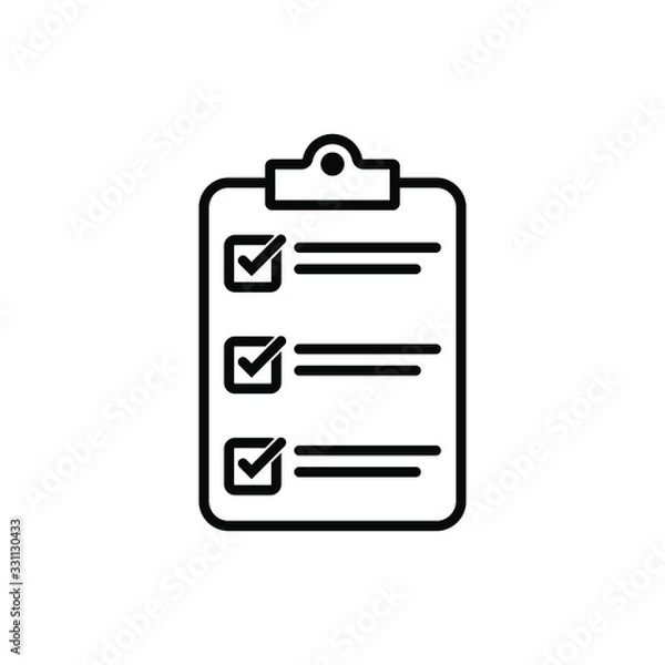 Fototapeta Checklist icon isolated on background. Clipboard line icon. Checklist sign symbol for web site and app design.