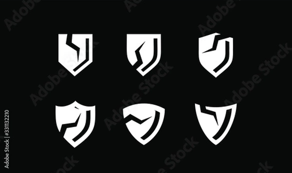 Fototapeta collection broken shield logo icon template