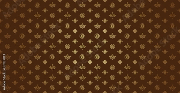 Fototapeta Thai art luxury temple, background pattern decoration for printing, flyers, poster, web, banner, brochure and card concept vector illustration