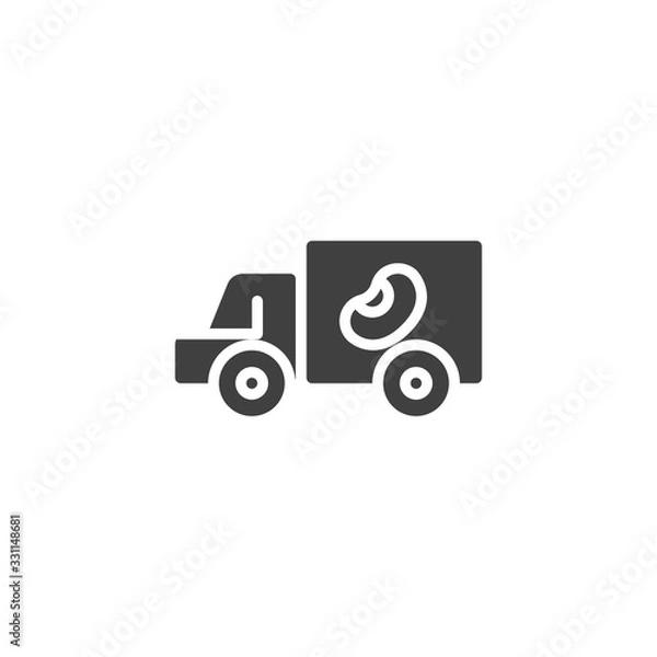 Fototapeta Bean harvesting truck vector icon. filled flat sign for mobile concept and web design. Agriculture, delivery truck glyph icon. Symbol, logo illustration. Vector graphics