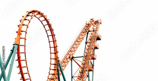 Obraz Roller coaster on white background