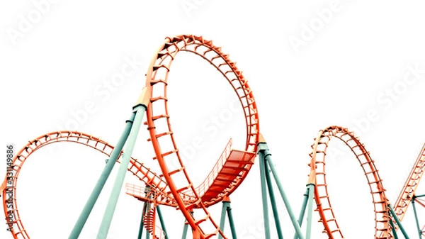 Obraz Roller coaster on white background