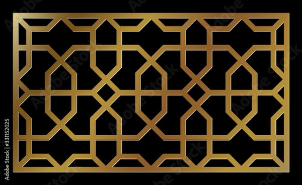 Obraz Template for laser cutting. Decorative panel with oriental geometric pattern.