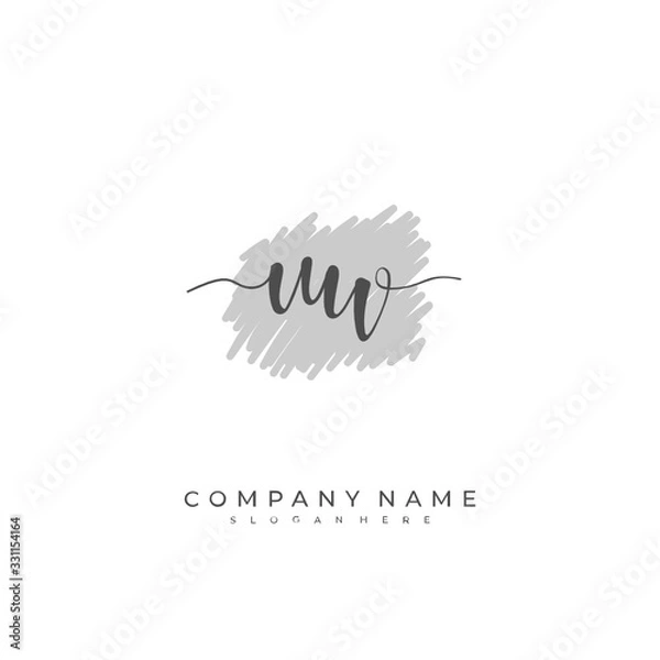 Fototapeta Handwritten initial letter U W UW for identity and logo. Vector logo template with handwriting and signature style.