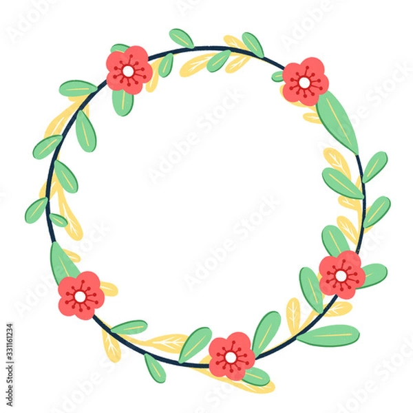 Obraz Cute hand drawn floral wreath