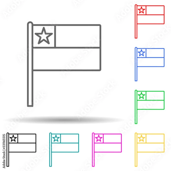 Fototapeta Chile multi color set icon. Simple thin line, outline vector of flags icons for ui and ux, website or mobile application