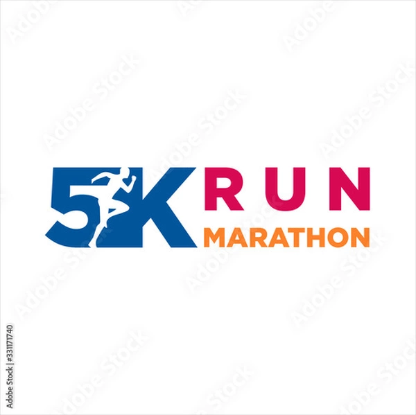 Fototapeta 5K Run Logo Design vector Stock symbol .Running logo sport concept . running marathon Logo Design Template .