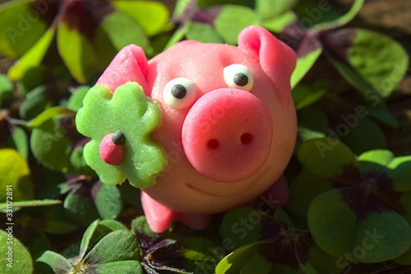 Obraz Marzipanschwein im Glücksklee	