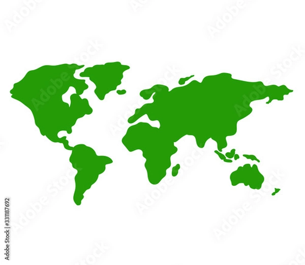 Obraz Geographical map of the world. Silhouette. Vector illustration.