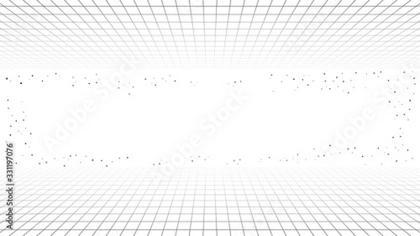 Fototapeta Monochrome minimal retro line background, style futuristic synth retro wave