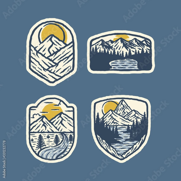 Obraz Camping mountain nature wild badge patch pin graphic illustration vector art t-shirt design
