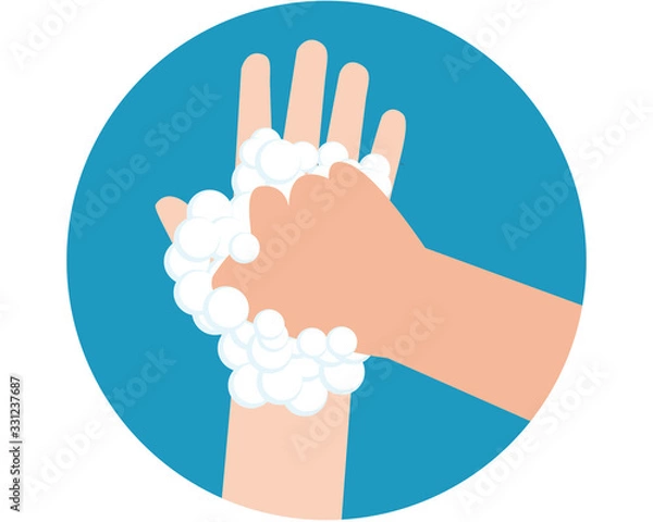 Obraz Wash hands healthcare protect virus flat design.