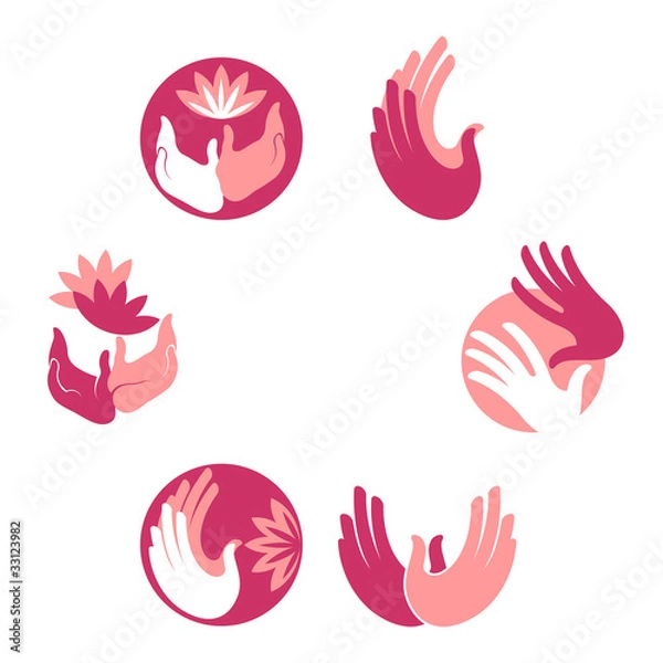 Obraz hands and flower logo element