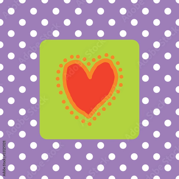 Fototapeta Painted red heart with polkadots