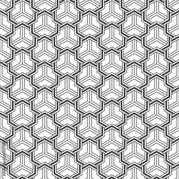 Fototapeta Abstract seamless pattern. Modern stylish texture. Striped linear geometric tiles with triple weaving elements. Vector monochrome background.