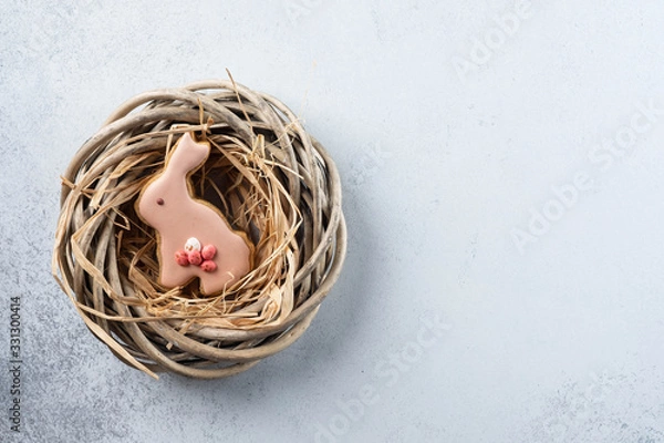 Fototapeta Dacorated cookies for easter on the white background. Copy space.
