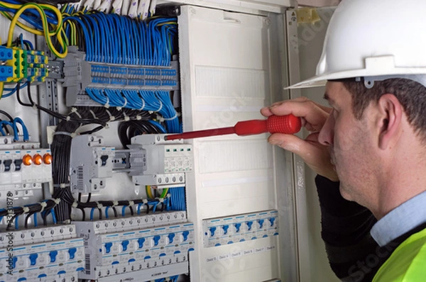 Obraz Electrician during measurment