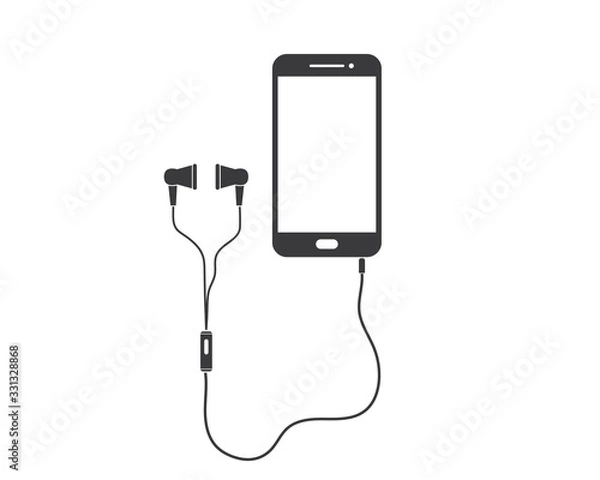 Fototapeta playing music with headset illustration design