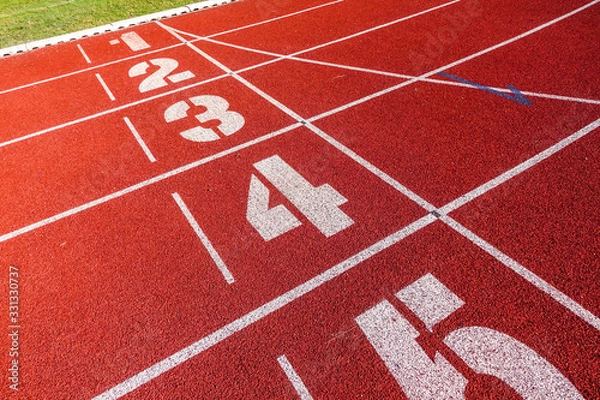 Fototapeta Sport running track for running and jogging for excercise and competition.