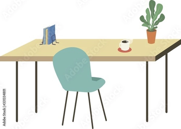 Fototapeta デスクワーク　ビジネス　自宅　ベクター　イラスト　コーヒー　ライフスタイル　書斎