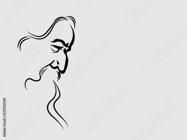 Fototapeta Line art of Rabindranath Tagore.  first non-European to win the Nobel Prize in Literature.