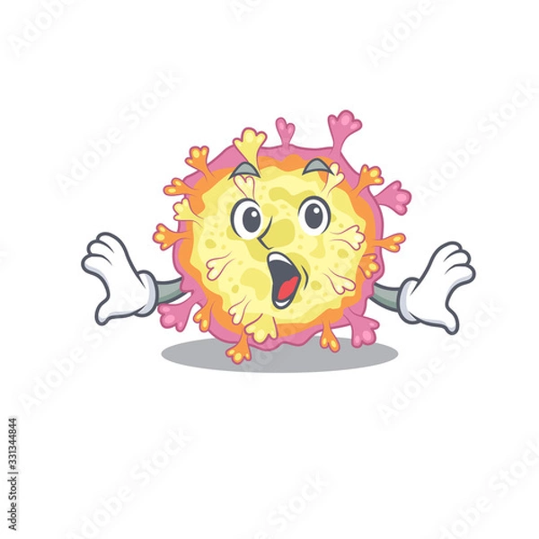 Obraz A cartoon character of coronaviridae virus making a surprised gesture