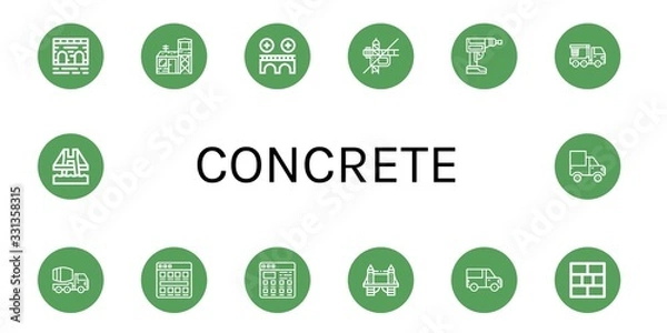 Fototapeta concrete simple icons set