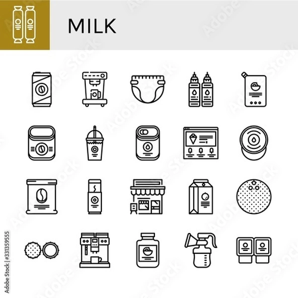 Fototapeta milk simple icons set