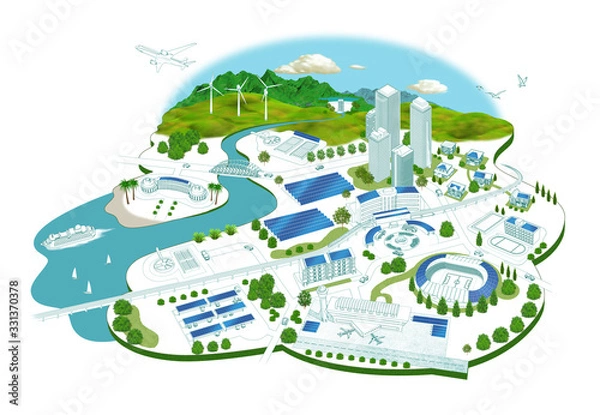 Obraz 太陽光発電の街並み