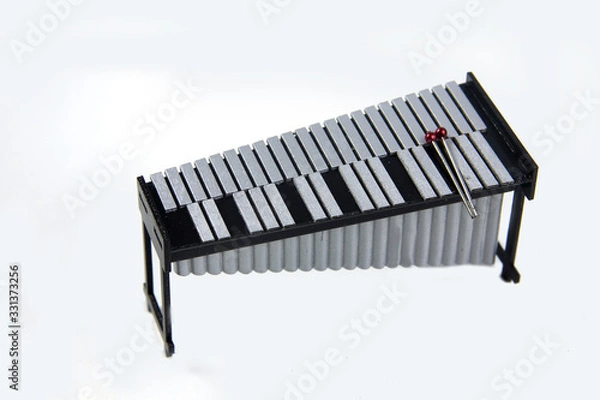 Fototapeta vibraphone and drumsticks isolated on white background flay lay