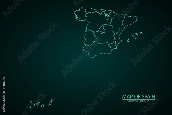 Fototapeta map-spain country on white background, spain map. Blue and Pink polygonal shape vector illustration on white background. Vector illustration eps 10. - Vector