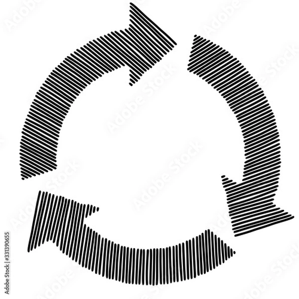 Fototapeta Sketch doodle recycle reuse symbol isolated on white background. vector illustration.