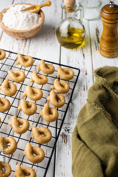 Obraz Traditional italian snack taralli ready to bake