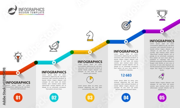 Fototapeta Infographic design template. Creative concept with 5 steps