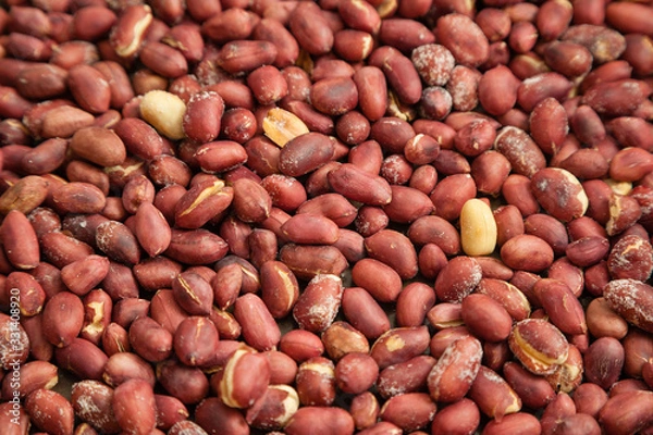 Obraz Salted roasted peanuts with selective focus