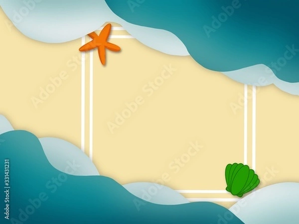 Fototapeta tropical beach background with starfish and shell.Background for summer promotion.