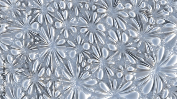 Fototapeta Abstract chrome flowers wall pattern. Chromium background