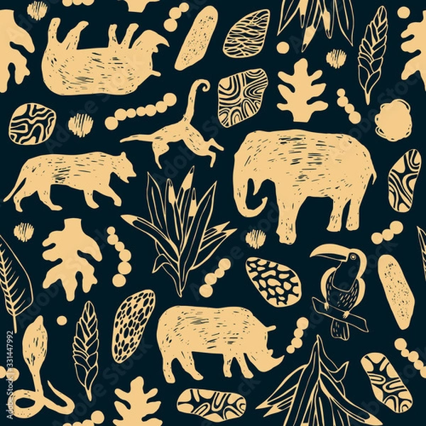 Fototapeta Tropical seamless pattern. Safari wallpaper.