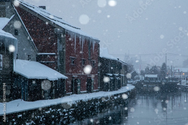 Obraz 雪の舞う冬の小樽