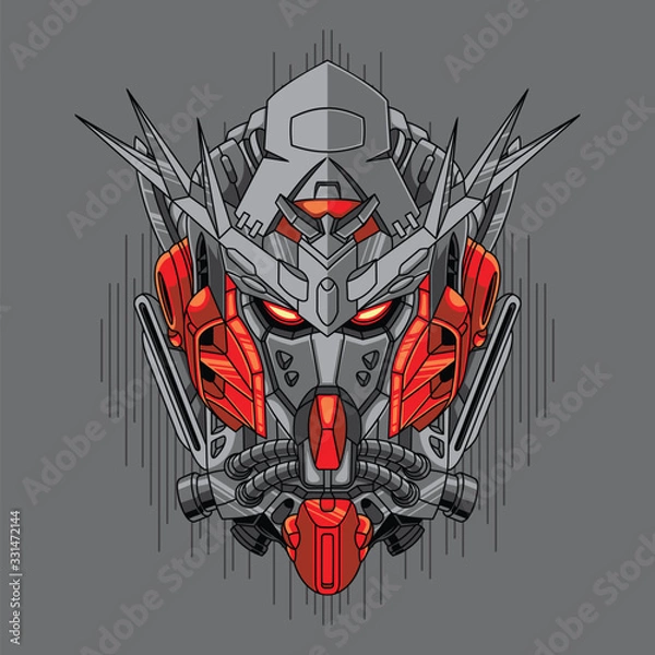Fototapeta Mecha head with sacred geometry pattern