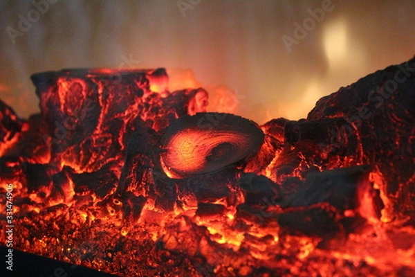 Fototapeta fire in fireplace