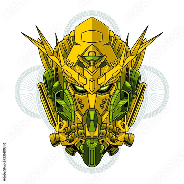 Fototapeta Mecha head with sacred geometry pattern
