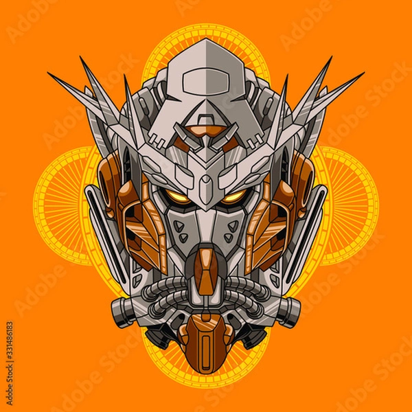 Fototapeta Mecha head with sacred geometry pattern
